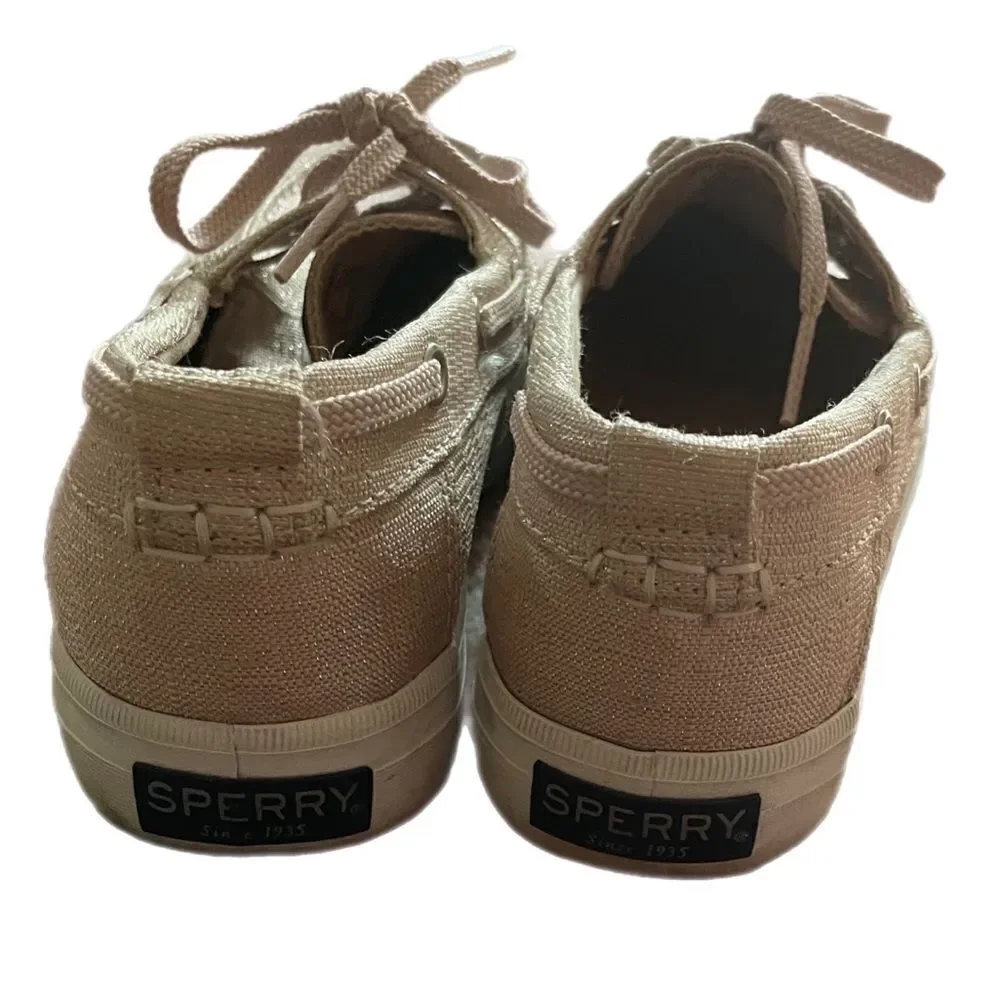 Sperry Top Sider Rose Gold Boat Shoes, Girls size 4/woman’s 6